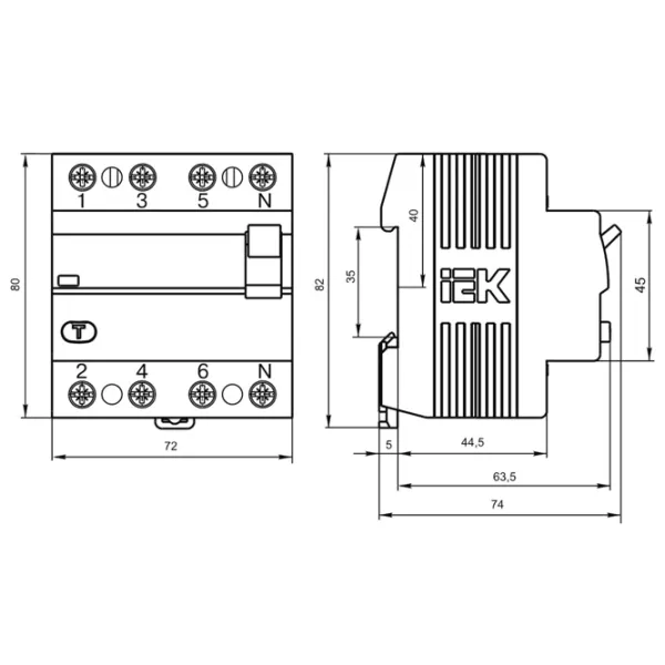 Дифференциальные автоматы IEK MDV10-4-050-300 50 A/ 400 В photo 2
