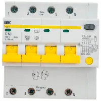 Întrerupătoare diferențiale IEK MAD10-4-063-C-100 63 A/ 220 V - 400 В