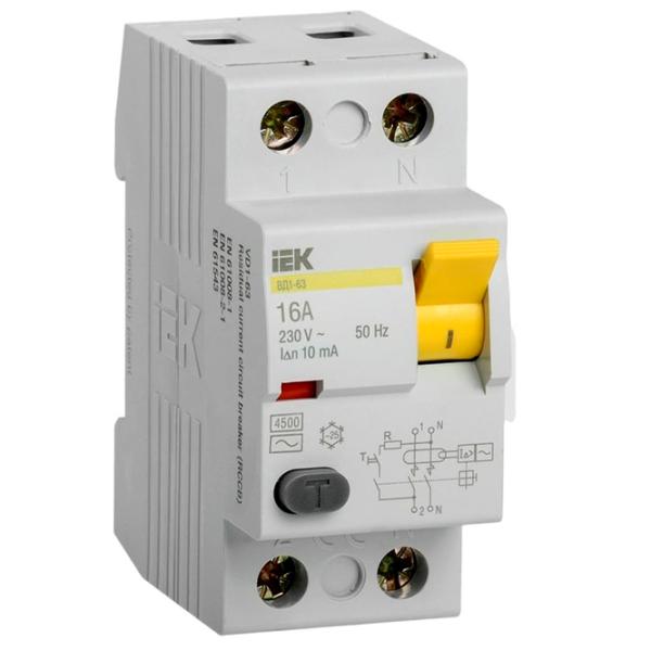 Дифференциальные автоматы IEK MDV10-2-016-010 63 A/ 220 В - 230 В photo 1