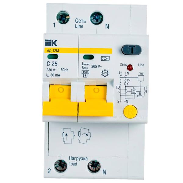 Дифференциальные автоматы IEK MAD12-2-025-C-030 25 A/ 220 В - 230 В photo 1