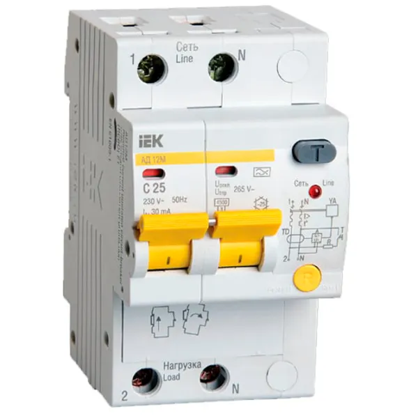 Дифференциальные автоматы IEK MAD12-2-025-C-030 25 A/ 220 В - 230 В photo 3