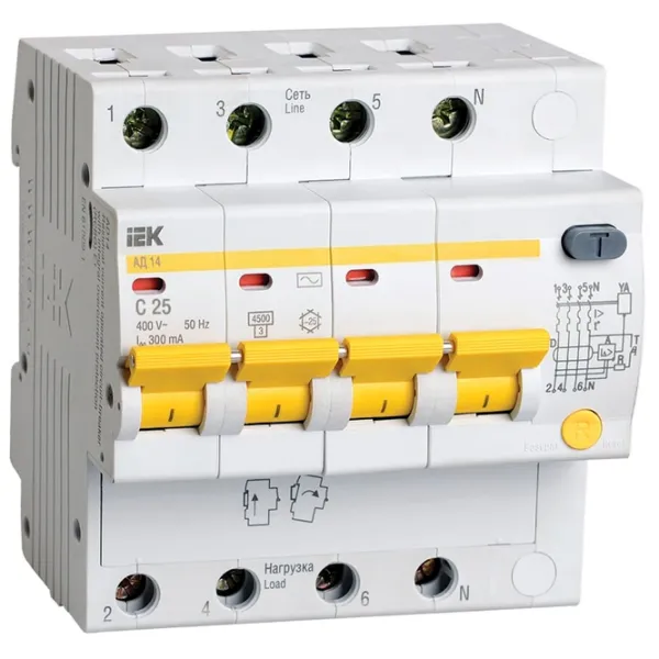 Întrerupătoare diferențiale IEK MAD10-4-025-C-300 25 A/ 220 V - 400 V photo 1