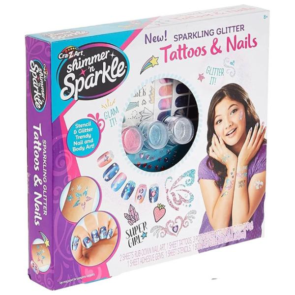 Ролевые игры Cra-Z-Art Set for girls Sparkling Glitter & Shimmer Tattoos & Nails 6+/ set de frumusete photo 1