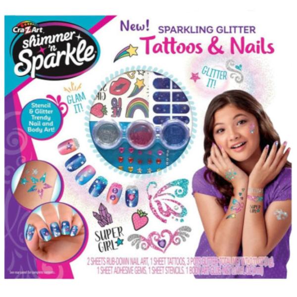 Ролевые игры Cra-Z-Art Set for girls Sparkling Glitter & Shimmer Tattoos & Nails 6+/ set de frumusete photo 3