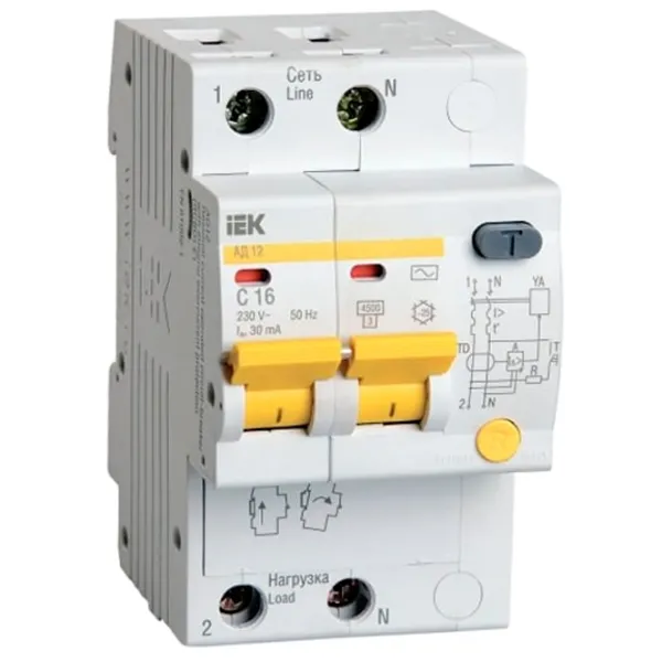Дифференциальные автоматы IEK MAD10-2-016-B-030 16 A/ 220 В - 230 В photo 1