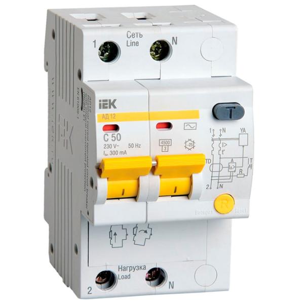 Дифференциальные автоматы IEK MAD10-2-050-C-300 50 A/ 220 В - 230 В photo 1