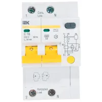 Întrerupătoare diferențiale IEK MAD10-2-016-C-030 16 A/ 220 V - 230 V