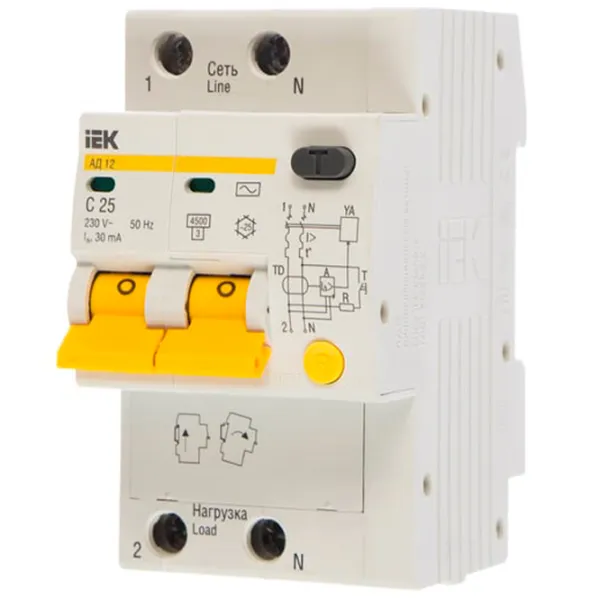 Întrerupătoare diferențiale IEK MAD10-2-025-C-030 25 A/ 220 V - 230 V photo 1