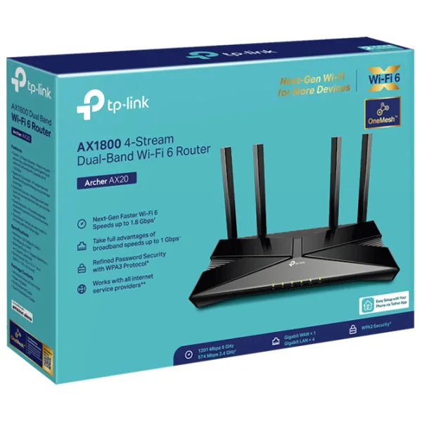 Wi-Fi Router TP-Link Archer AX1800 574 Mbit/ s/ 1201 Mbit/ s/ Black photo 5