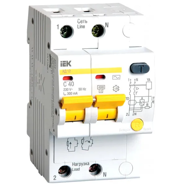 Дифференциальные автоматы IEK MAD10-2-040-C-300 40 A/ 220 В - 230 В photo 1