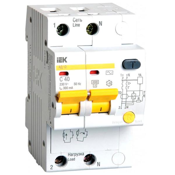 Дифференциальные автоматы IEK MAD10-2-040-C-300 40 A/ 220 В - 230 В photo 1