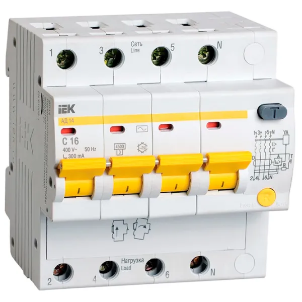 Întrerupătoare diferențiale IEK MAD10-4-016-C-300 16 A/ 220 V - 230 V photo 1