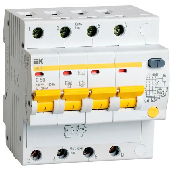 Întrerupătoare diferențiale IEK MAD10-4-050-C-100 50 A/ 220 V - 400 V photo 1