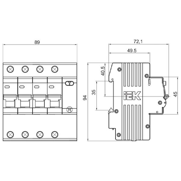 Întrerupătoare diferențiale IEK MAD10-4-050-C-100 50 A/ 220 V - 400 V photo 2