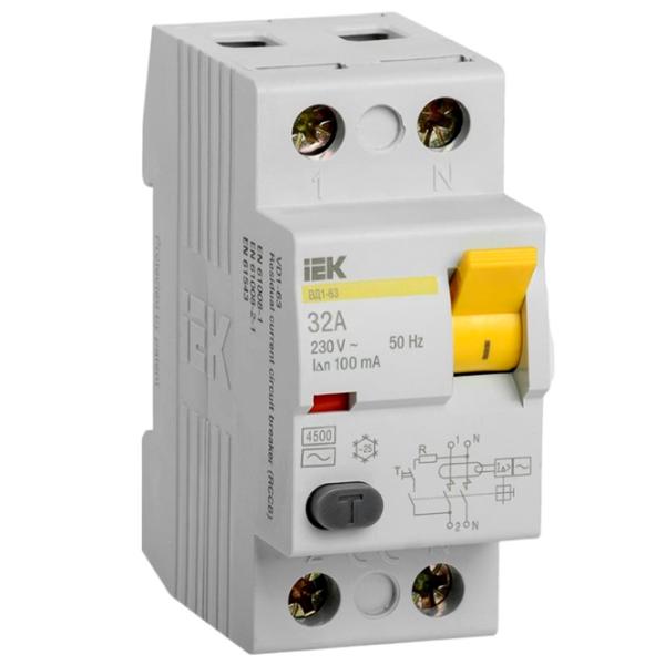 Дифференциальные автоматы IEK MDV10-2-032-100 32 A/ 220 В photo 1