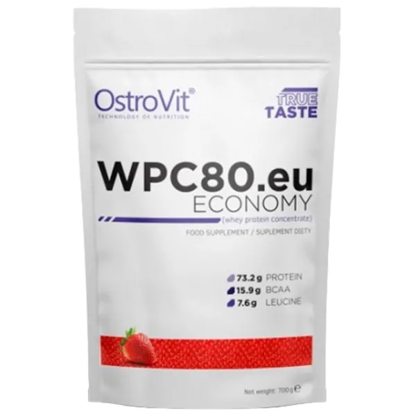 Протеин OstroVit Economy WPC80.eu 700 г (5902232611878) порошок/ Клубника photo 1 Протеин OstroVit Economy WPC80.eu 700 г (5902232611878) порошок/ Клубника photo 1