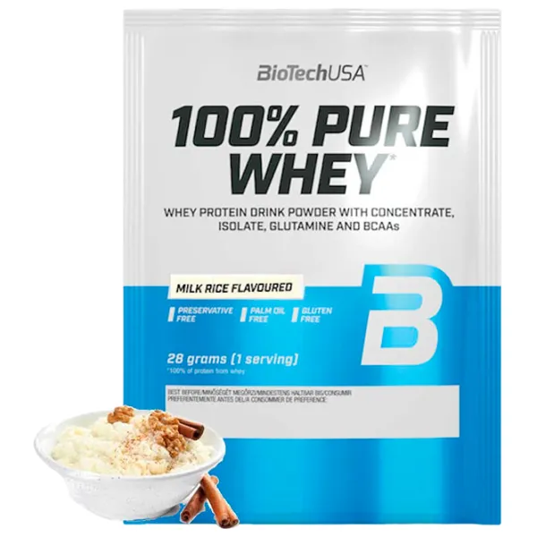 Proteină BioTechUSA 100% Pure Whey 28 g (5999076238590) praf/ Orez cu lapte photo 1 Proteină BioTechUSA 100% Pure Whey 28 g (5999076238590) praf/ Orez cu lapte photo 1