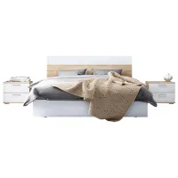 Pat cu noptiere Ideal Mobila Dante PVC/ Stejar Sonoma