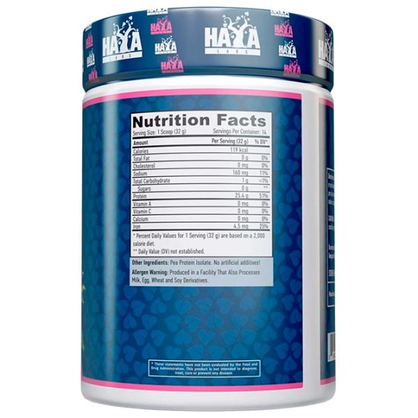 Proteină Haya Labs 100% Pure All Natural Pea Protein isolate 454 gr (854822007750) praf/ Mazăre photo 2