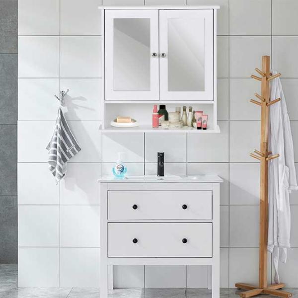 Dulap cu oglindă Costway BA7910WH 58.5 x 56.5 x 13.5/ Oglindă/ Alb photo 2 Dulap cu oglindă Costway BA7910WH 58.5 x 56.5 x 13.5/ Oglindă/ Alb photo 2