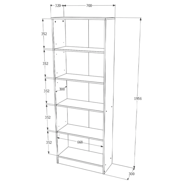 Шкаф Haaus Flint 2U2P 195.6 x 70 x 32см/ ЛДСП/ Дуб Сонома photo 4