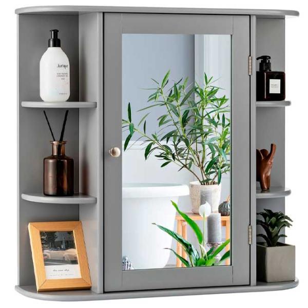 Dulap cu oglindă Costway JV10446GR 63 x 66 x 16.5/ Oglindă/ Gray photo 2 Dulap cu oglindă Costway JV10446GR 63 x 66 x 16.5/ Oglindă/ Gray photo 2