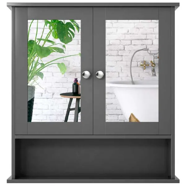 Dulap cu oglindă Costway BA7910GR 58.5 x 56.5 x 13.5/ Oglindă/ Gray photo 1 Dulap cu oglindă Costway BA7910GR 58.5 x 56.5 x 13.5/ Oglindă/ Gray photo 1
