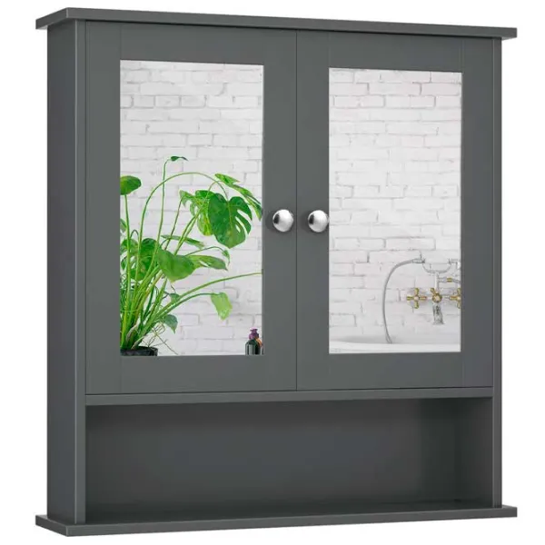 Dulap cu oglindă Costway BA7910GR 58.5 x 56.5 x 13.5/ Oglindă/ Gray photo 2 Dulap cu oglindă Costway BA7910GR 58.5 x 56.5 x 13.5/ Oglindă/ Gray photo 2