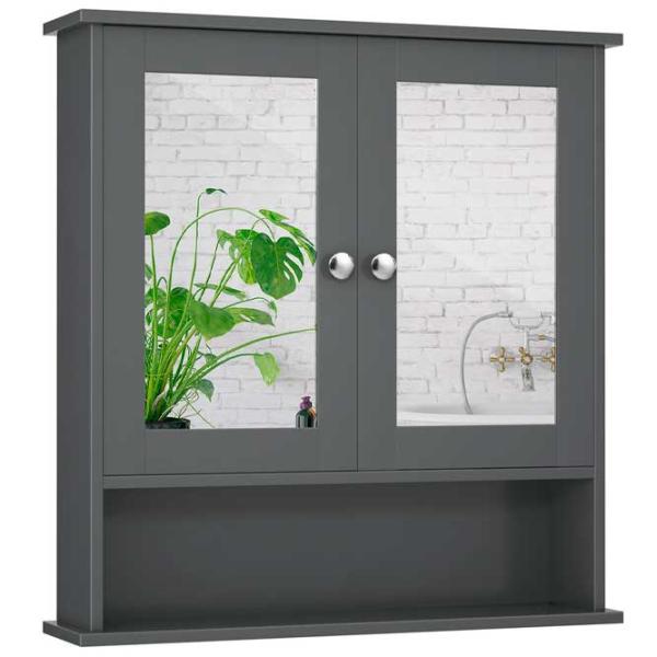 Dulap cu oglindă Costway BA7910GR 58.5 x 56.5 x 13.5/ Oglindă/ Gray photo 2 Dulap cu oglindă Costway BA7910GR 58.5 x 56.5 x 13.5/ Oglindă/ Gray photo 2