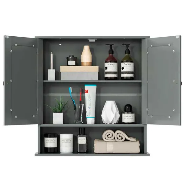 Dulap cu oglindă Costway BA7910GR 58.5 x 56.5 x 13.5/ Oglindă/ Gray photo 3 Dulap cu oglindă Costway BA7910GR 58.5 x 56.5 x 13.5/ Oglindă/ Gray photo 3