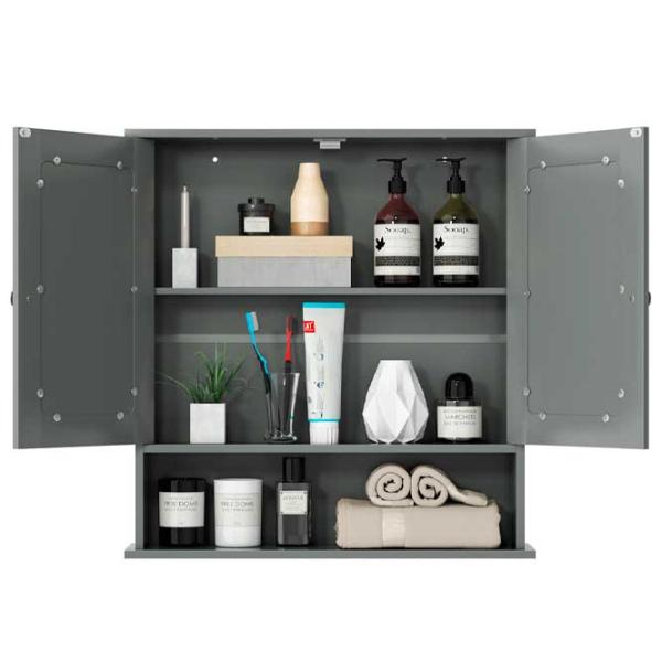 Dulap cu oglindă Costway BA7910GR 58.5 x 56.5 x 13.5/ Oglindă/ Gray photo 3 Dulap cu oglindă Costway BA7910GR 58.5 x 56.5 x 13.5/ Oglindă/ Gray photo 3