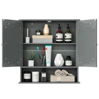 Dulap cu oglindă Costway BA7910GR 58.5 x 56.5 x 13.5/ Oglindă/ Gray photo 3