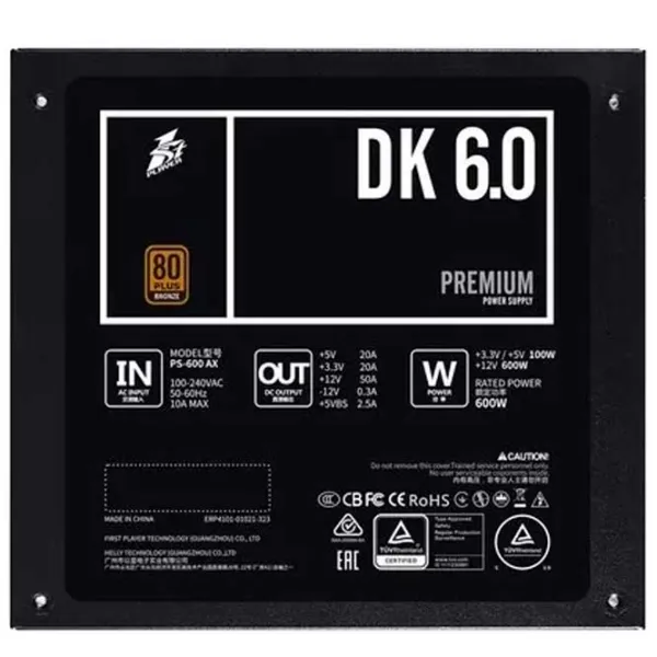 Sursă de alimentare 1STPLAYER PS-600AX DK PREMIUM 80+ Bronze/ 600 W photo 6