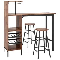 Обеденные стол со стульями Costway JV10669BN () Прямоугольная/ МДФ/ Brown