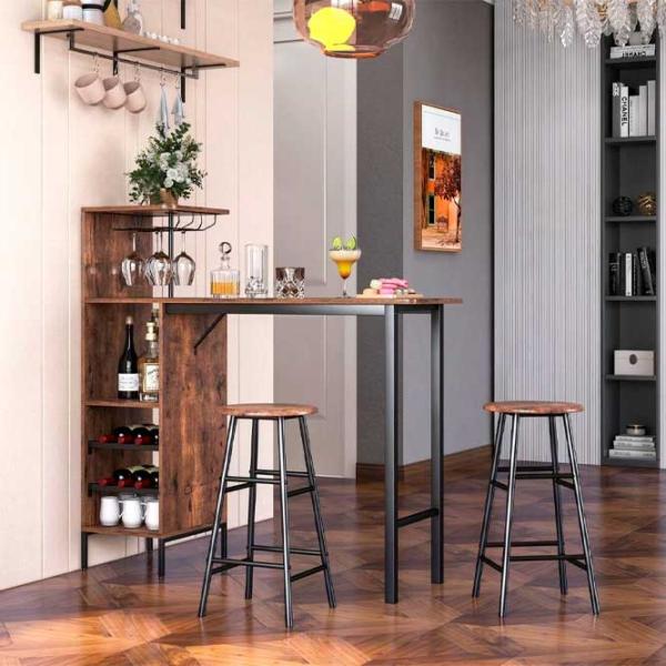 Обеденные стол со стульями Costway JV10669BN () Прямоугольная/ МДФ/ Brown photo 7