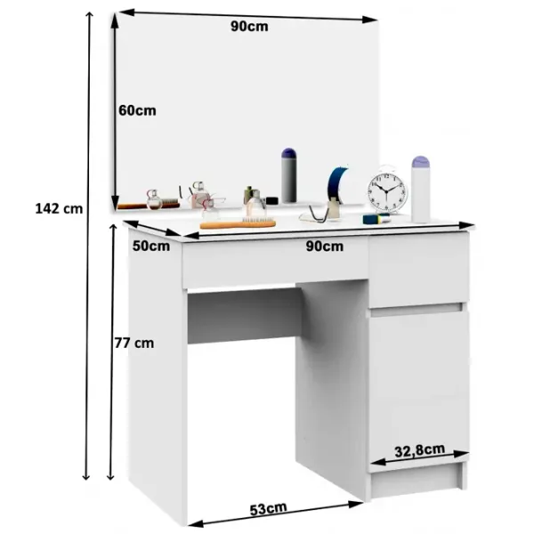 Masă de toaletă Akord P-2/ SL 900x600 Right PAL melaminat/ White photo 3