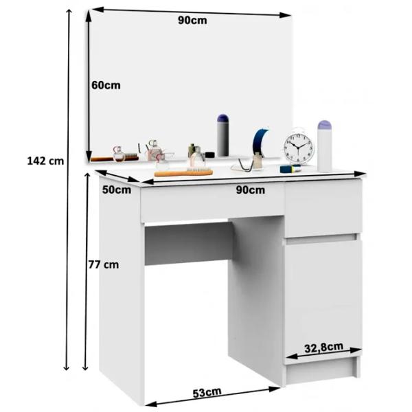 Masă de toaletă Akord P-2/ SL 900x600 Right PAL melaminat/ White photo 3