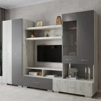 Living ML-Mobila ML-1 Var. 2 Liniară/ Stejar Craft Alb