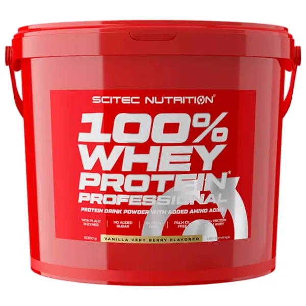Proteină Scitec Nutrition 100% Whey Protein Professional 5000 g (5999100021471) praf/ Fructe de pădure, vanilie photo 1 Proteină Scitec Nutrition 100% Whey Protein Professional 5000 g (5999100021471) praf/ Fructe de pădure, vanilie photo 1