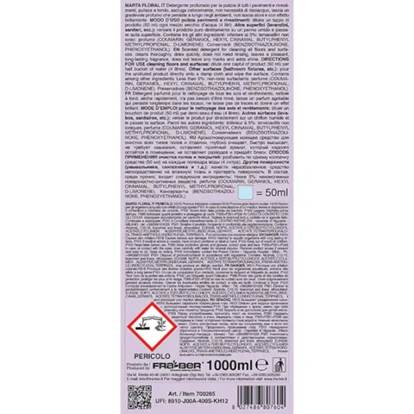 Средство Marta FLOOR FLORAL 700265 жидкость / для освежения photo 2 Средство Marta FLOOR FLORAL 700265 жидкость / для освежения photo 2