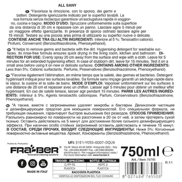 Soluție Fra-Ber ALL SANY 76745 spray / pentru curățare photo 2