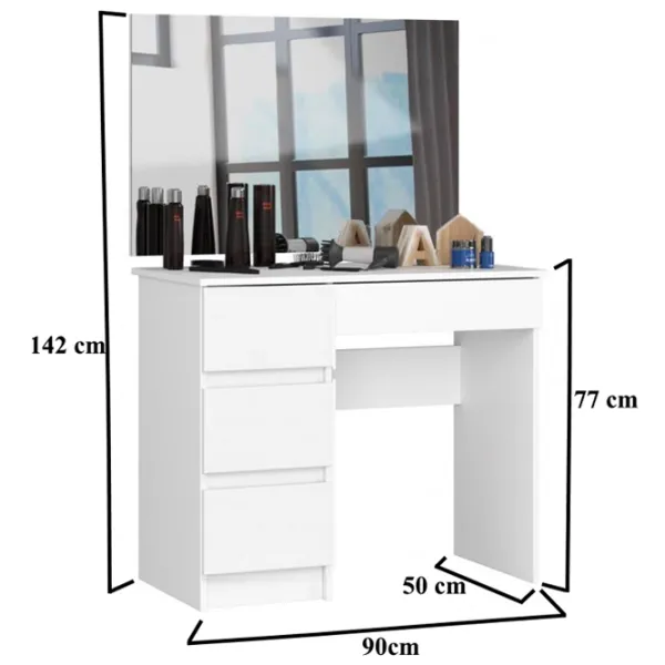 Masă de toaletă Akord T-6/ SL 900x600 Left PAL melaminat/ White photo 4