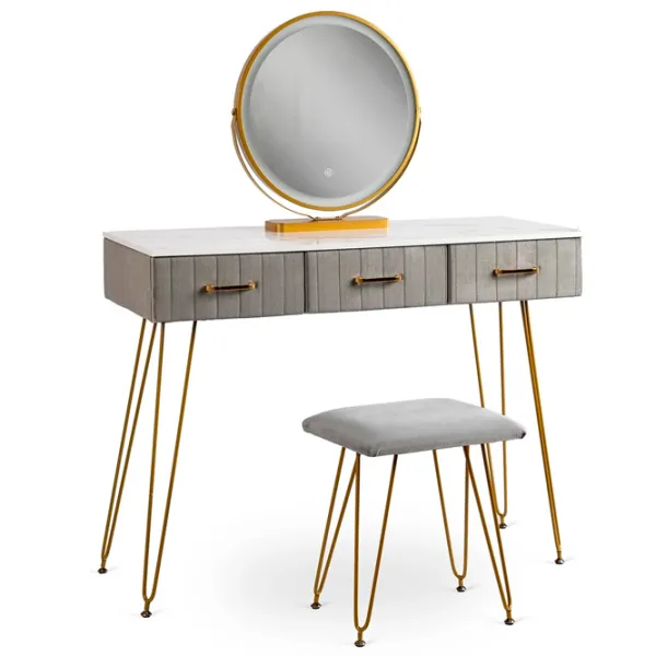 Masă de toaletă Mebel Elite Mebel Elite Sandy Metal / Gold photo 1 Masă de toaletă Mebel Elite Mebel Elite Sandy Metal / Gold photo 1