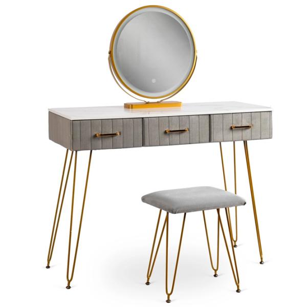 Masă de toaletă Mebel Elite Mebel Elite Sandy Metal / Gold photo 1 Masă de toaletă Mebel Elite Mebel Elite Sandy Metal / Gold photo 1