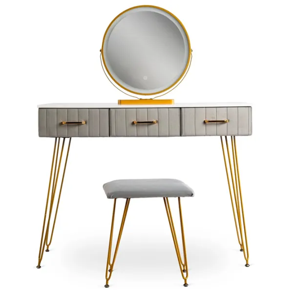 Masă de toaletă Mebel Elite Mebel Elite Sandy Metal / Gold photo 2 Masă de toaletă Mebel Elite Mebel Elite Sandy Metal / Gold photo 2