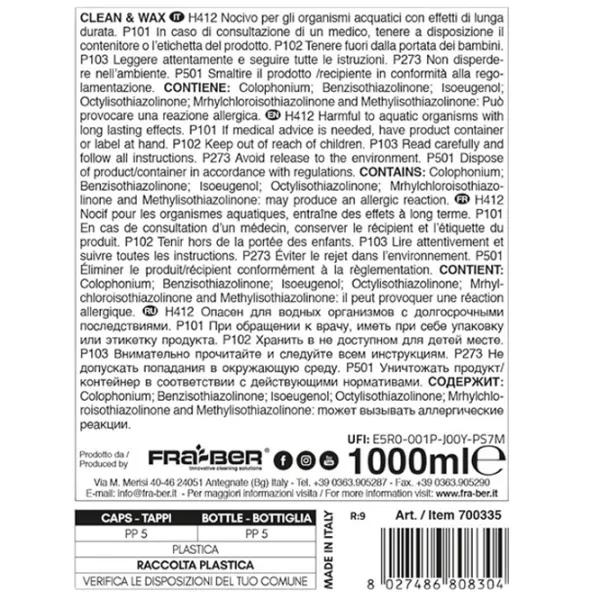 Soluție Fra-Ber CLEAN&WAX 700335 lichid / pentru împrospătare photo 3