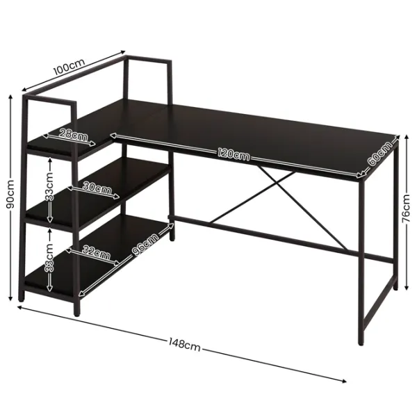 Офисный стол Costway HW67502BK ДСП/ Black photo 3