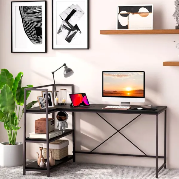 Офисный стол Costway HW67502BK ДСП/ Black photo 4