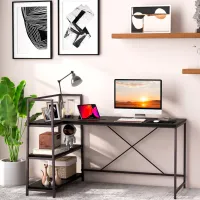 Офисный стол Costway HW67502BK ДСП/ Black photo 4