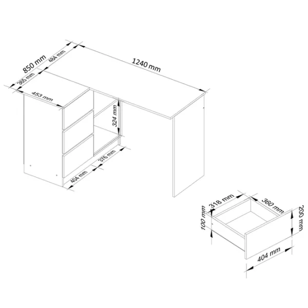 Masă de birou Akord B16 Left PAL melaminat/ Stejar Sonoma photo 4 Masă de birou Akord B16 Left PAL melaminat/ Stejar Sonoma photo 4